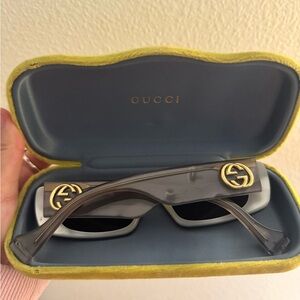 Gucci Gray Sunglasses with Gold Accents